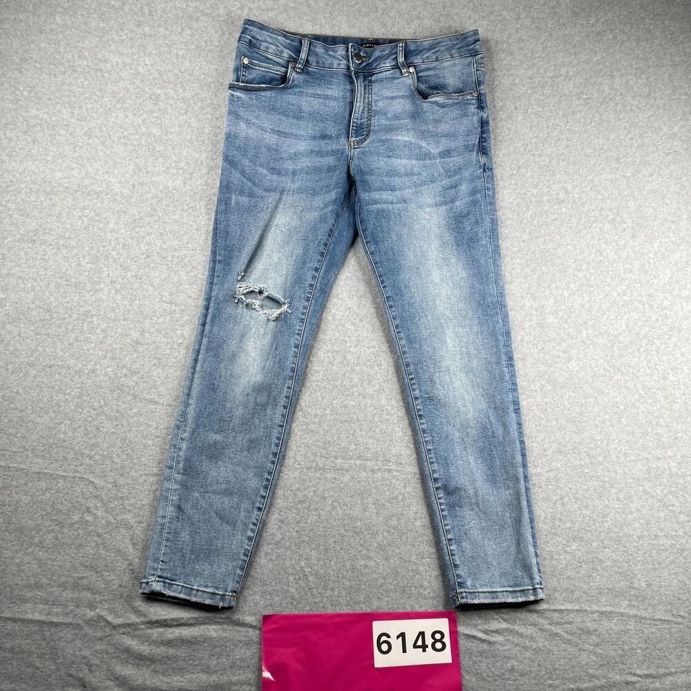 Tahari Denim Jeans Womens Size 12 Distressed Stretch Casual